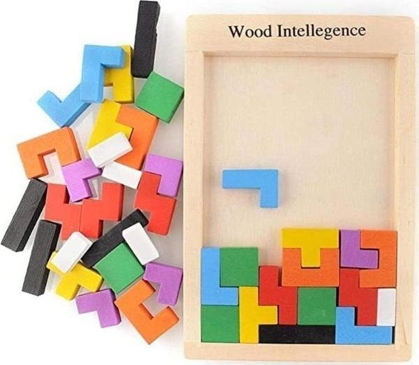 Wooden Toys Eğitici Ahşap Blok Tetris Zeka Oyunu 3 Yaş Ve Üzeri - Image 1