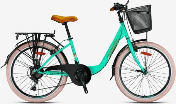 Kron Tetra 3.0 - 24" City Bike - 15' - 21 Vites - V.B. - Mint Yeşili-Kahverengi/Bej - Image 1