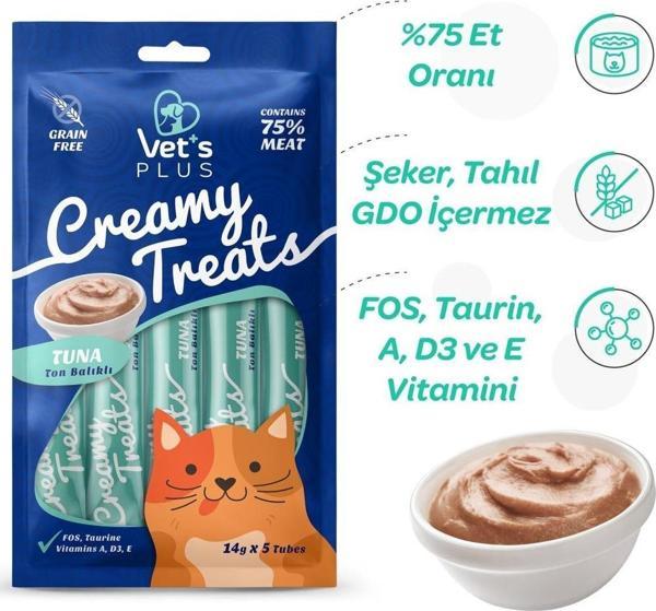 Vet's Plus Ton Balıklı Krema Kedi Ödülü 5x14gr - Image 1