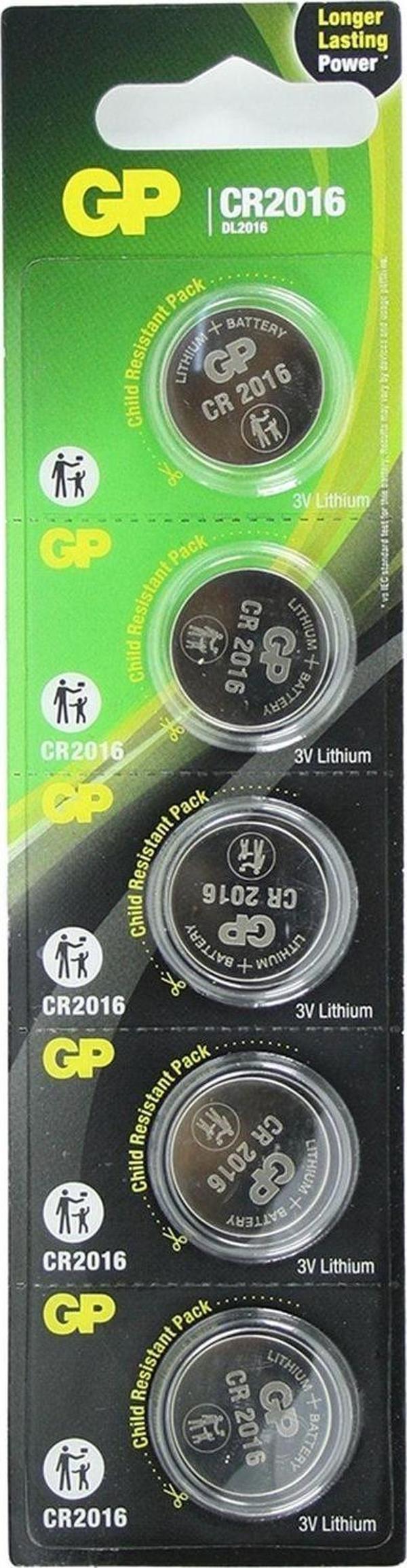 GP Batteries Gp Cr2016 3v Lityum Akıllı Kumanda Saat Oyuncak Oto Düğme Kumanda Pili Para Pil 5li Kart - Image 1