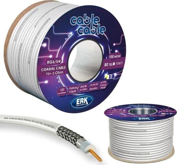 cable cable Anten Kablosu Rg6/u4 1.02mm 80tel Gold 100mt Cablecable - Image 1