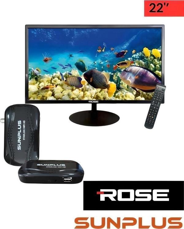 Rose 22" 55 Ekran Karavan - Tekne - Yat Lcd Monitör Tv Ve Sunplus Starlink Wifi Hd Uydu Alıcısı Cm-122 - Image 1