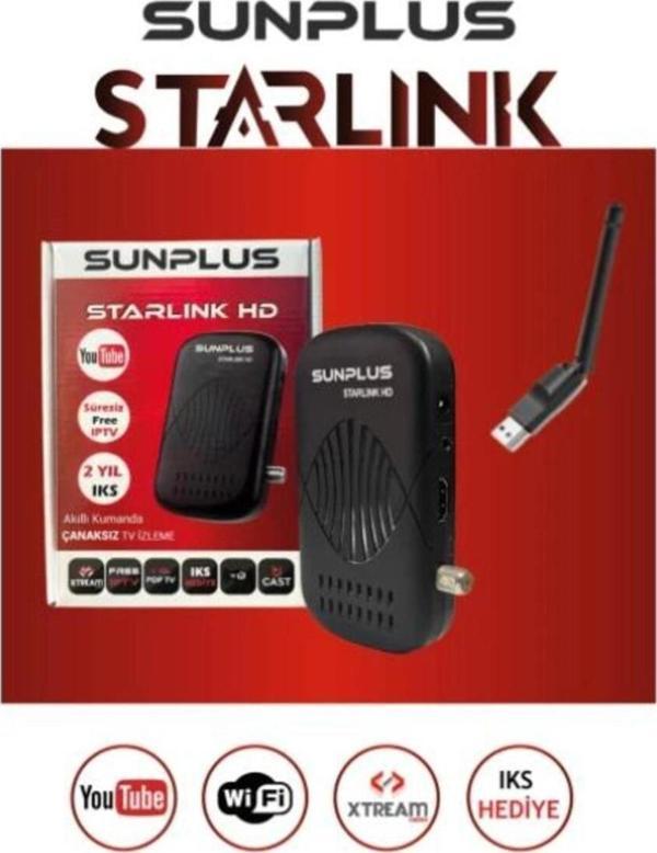 sunplus Starlink Turbo HD 2024 Full Hd Sınırsız Sinema Paketli Uydu Alıcısı Wifi Hediyeli - Image 1