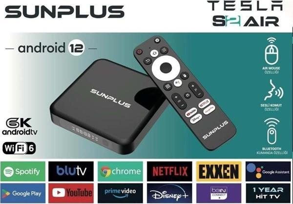sunplus Tesla S 2 AİR Android Tv Box 2gb Ram -16 gb Hafıza Android 12 Tvbox -4 k 3840*2160 p Wİ-Fİ 6 - Image 1