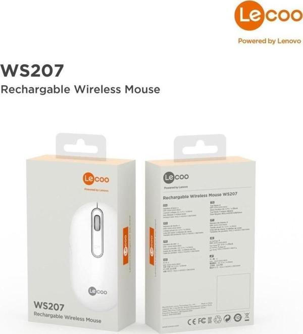 Lenovo Lecoo Ws207 Şarj Edilebilir Kablosuz Mouse Siyah - Image 1