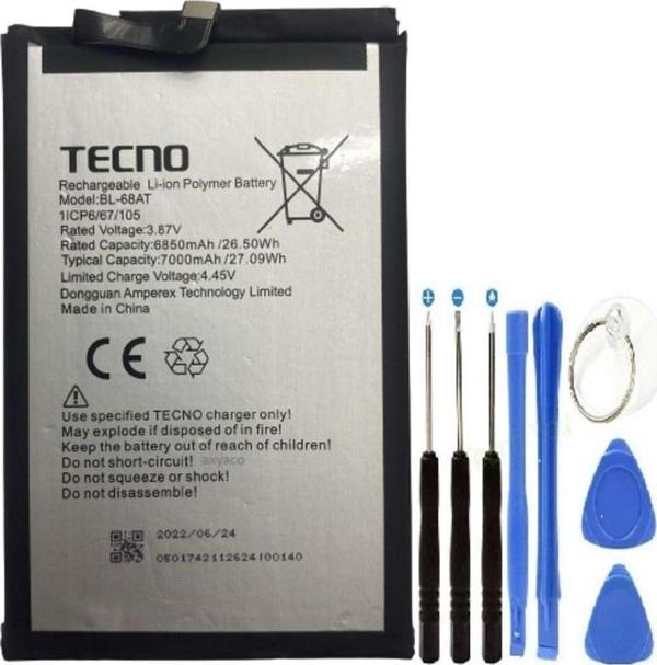 Tecno Pavo 2 Pil Batarya BL-68AT+Tamir Set 7000 mAh - Image 1