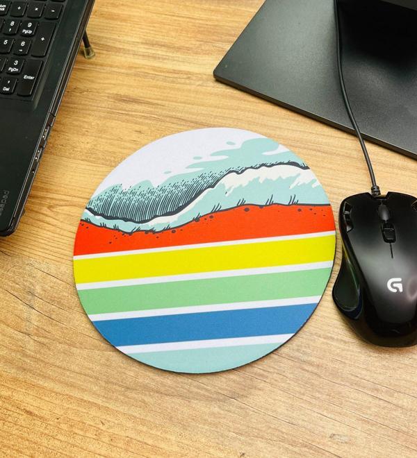 Retro Dalga Tasarımlı Oval Mouse Pad	 - Image 1