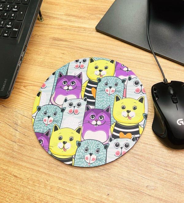 Sevimli Kedi Tasarımlı Oval Mouse Pad	 - Image 1
