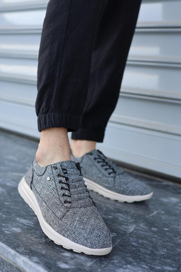 Nevada Erkek Gri Garantili Rahat Esnek Hafif Taban Günlük Keten Sneaker Ayakkabı NEVADA-5294 - Image 1