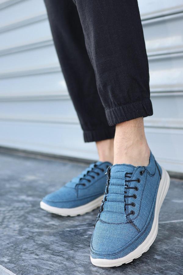 Nevada Erkek Mavi Garantili Rahat Esnek Hafif Taban Günlük Keten Sneaker Ayakkabı NEVADA-5294 - Image 1