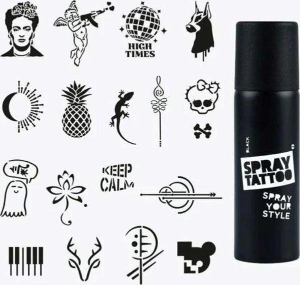 OneSpray Tattoo Tanışma Paketi / Dövme Şablon Seti ve Siyah Sprey (Mixpack) - Image 1