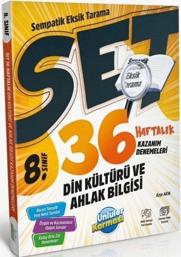 8. Sınıf Din Kültürü ve Ahlak Bilgisi SET 36 Haftalık Kazanım Denemeleri Ünlüler Yayınları - Ünlüler Karması - Image 1