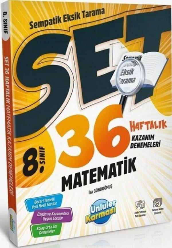 8. Sınıf Matematik SET 36 Haftalık Kazanım Denemeleri Ünlüler Yayınları - Ünlüler Karması - Image 1
