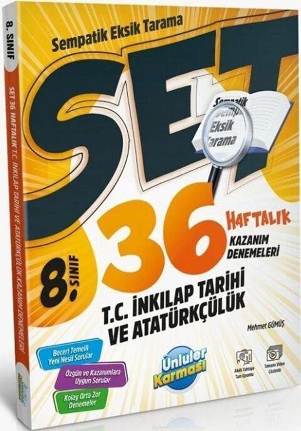 8. Sınıf T.C İnkılap Tarihi ve Atatürkçülük SET 36 Haftalık Kazanım Denemeleri Ünlüler Yayınları - Ünlüler Karması - Image 1