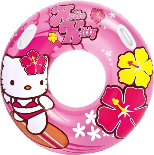 Hello Kitty Tutmaçlı Büyük Boy Deniz Simidi Pembe Havuz Simidi Yetişkinler için Simit 97cm - Image 1