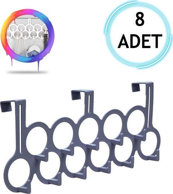 8 Adet Gri Gondol Kapı Arkası Askılık - Çok Amaçlı Kapı Arkası Askılığı - Image 1