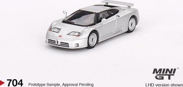 Mini GT Bugatti EB110 GT Grigio Chiaro 1:64 704 - Image 1