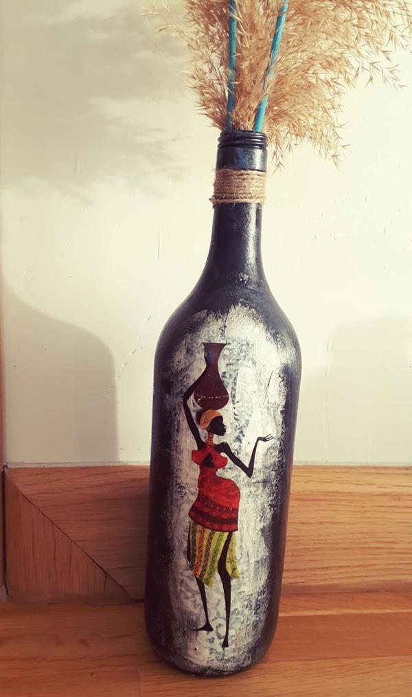 Himarry Afrikalı kadın figürlü el yapımı vazo biblo - Image 1