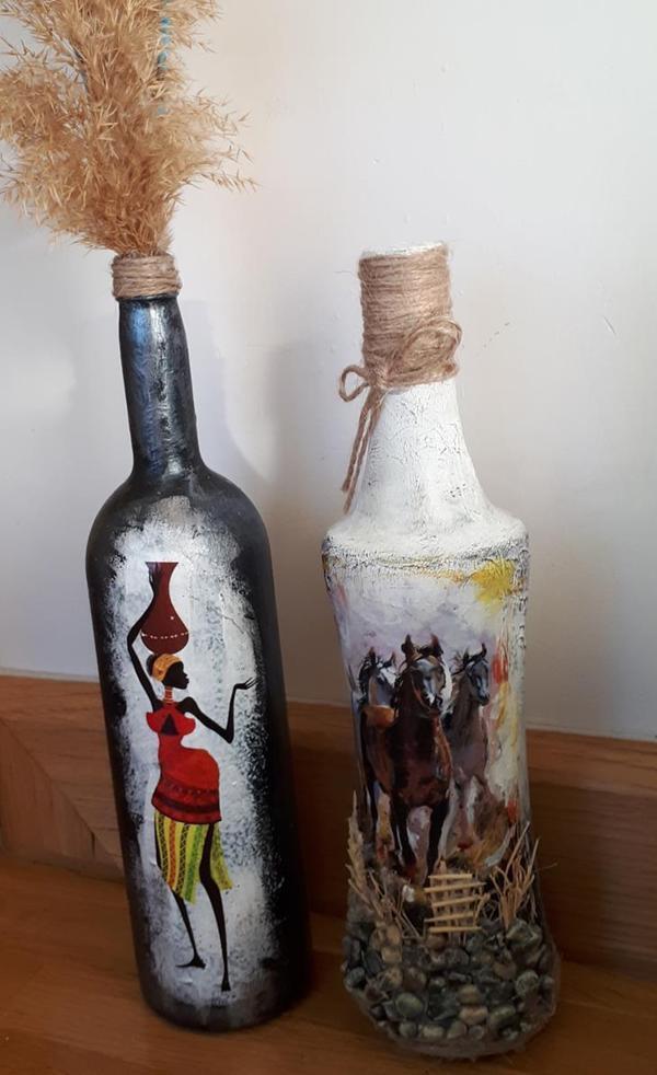 Himarry ikili Afrikalı kadın figürlü vazo ve at figürlü biblo - Image 1