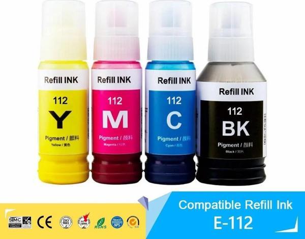 Xplus Epson 112 Ecotank L15160 1 Set 4 Renk Ithal Muadil Pigmentli Mürekkep Seti  Siyah 127 ml - Renkliler 70 ml - Image 1