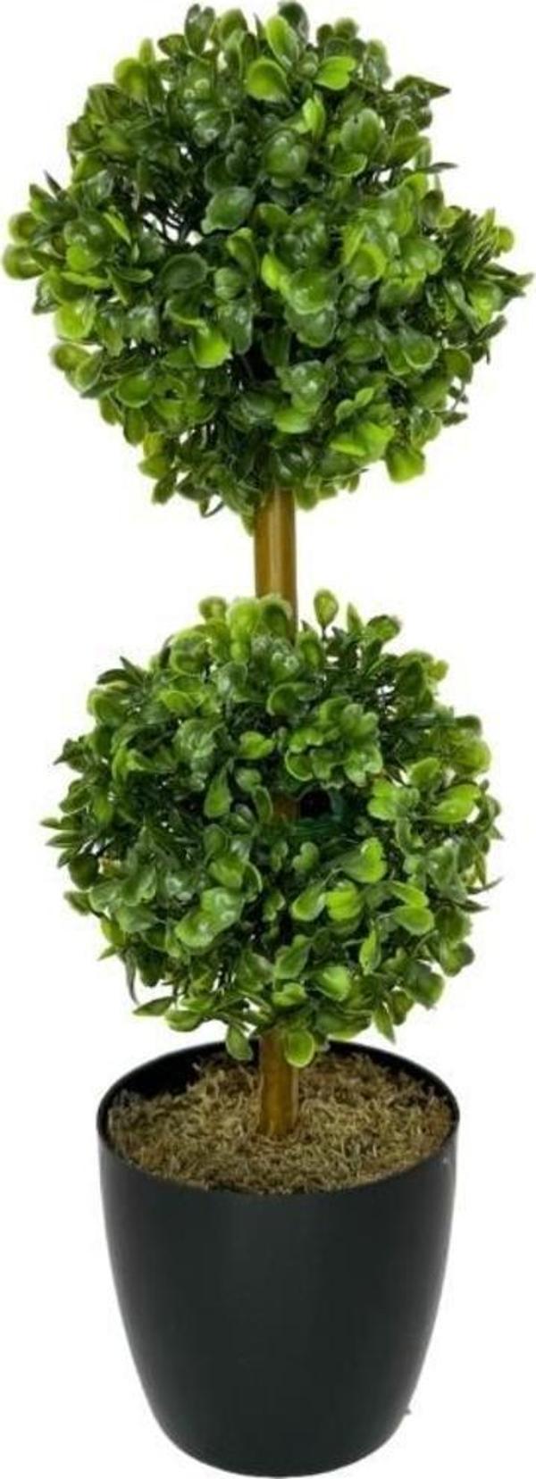 Yapay Ağaç Şimşir Top 2 Toplu 12x40cm Siyah Saksıda - Image 1