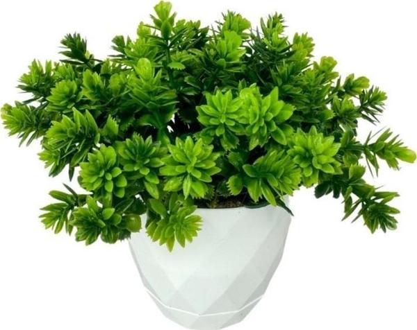 Netten Evime Yapay Çiçek Beyaz Saksıda Lotus Dekoratif Masa Çiçeği 15 cm - Image 1