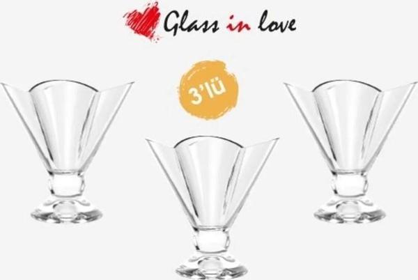 Glass In Love Dondurma Tatlı Kasesi 3lü 180cc - Image 1