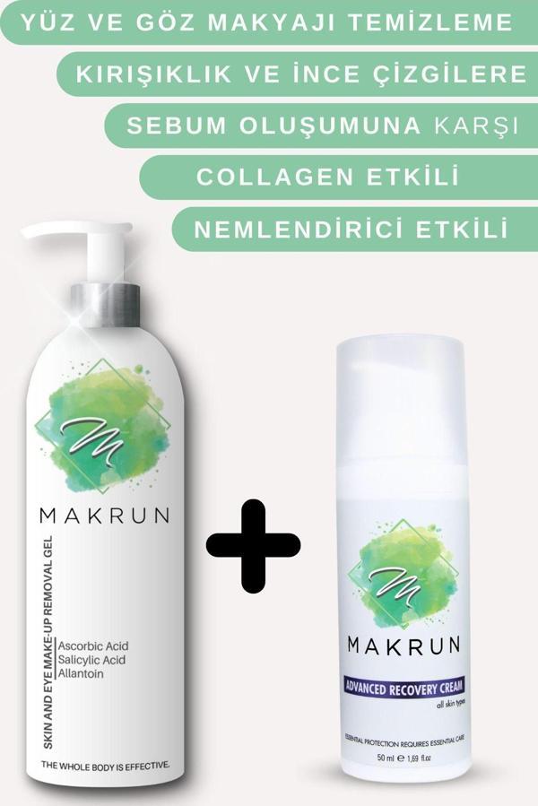 Makrun Cilt Ve Göz Makyajı Temizleme Jeli - Cilt Toparlayıcı Krem Kırışıklara Karşı - Kolajen - Lecithin - Image 1