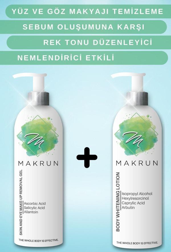 Makrun Vücut Beyazlatıcı Losyon - Cilt ve Göz Makyajı Temizleme Jeli - Nemlendirici - Cilt Tonu Eşitleme - Image 1