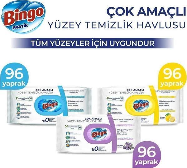 Pratik Yüzey Temizlik Havlusu Beyaz Sabun, Lavanta & Limon 96'lı (288 YAPRAK) - Image 1
