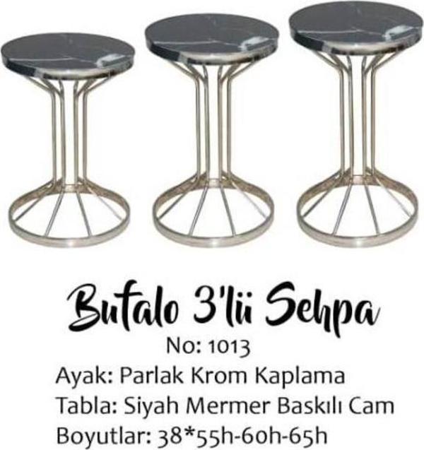 Brc zigon 13381 Bufalo Model Siyah Mermer Temper cam GÜMÜŞ Kaplama Metal Ayak - Image 1