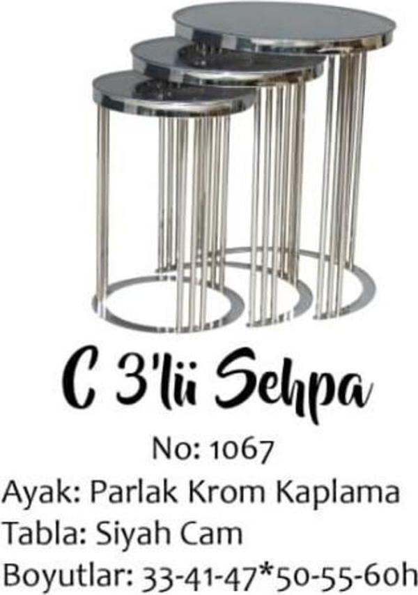 Brc Zigon 13383 C Model Düz Siyah Temper cam GÜMÜŞ Kaplama Metal Ayak El Yapım - Image 1