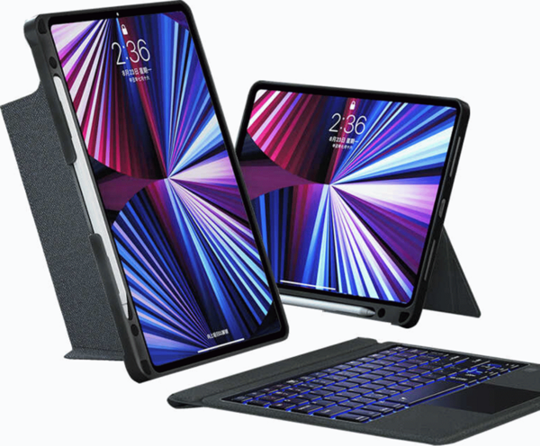 iPad Air 11 2024 A2902 - A2903 Uyumlu Fuchsia Touch Pad Bluetooth Klavyeli Standlı Mıknatıslı Kılıf - Image 1