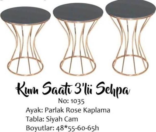 Brc Zigon 13393 Kumsaat Model Düz SİYAH tabla Metal Çelik ROSE Kaplama El Yapım - Image 1