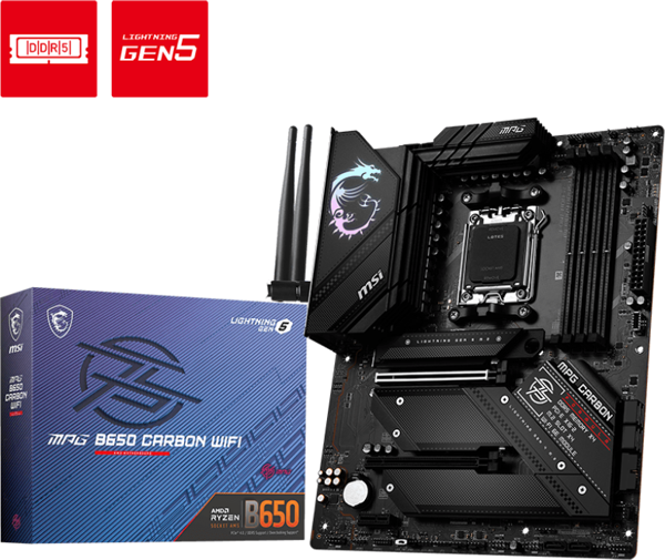 MSI MPG B650 CARBON WIFI AM5 DDR5 ATX Anakart - Image 1
