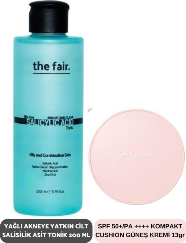 The Fair Yağlı Akneye Yatkın Cilt Salisilik Asit Tonik 200 ml ve SPF 50+/PA Kompakt Güneş Kremi 13 gr - Image 1