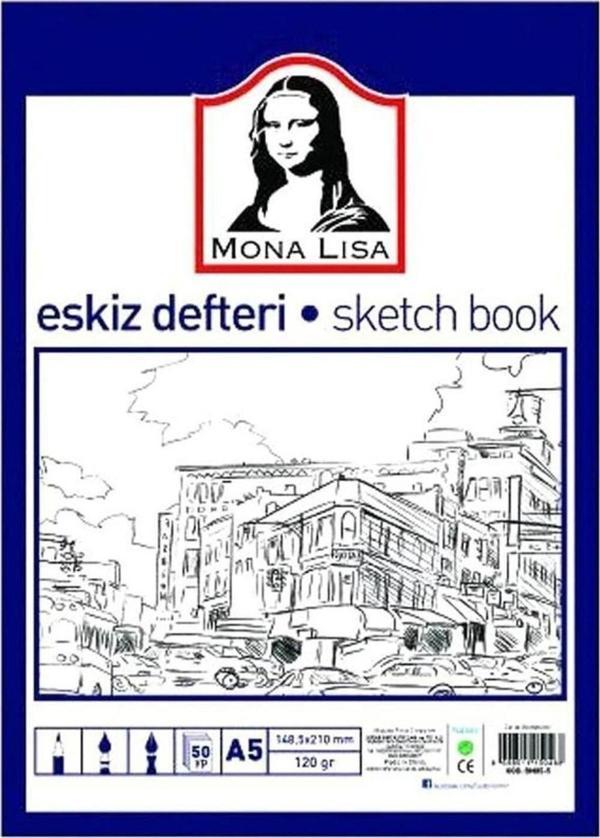 Monalisa Eskiz Defteri A-5 Dokulu Kağıt Kara Kalem Çalışma Defteri 50 Yaprak 120 gr 14,8x21 cm 1 Adet Südor - Image 1