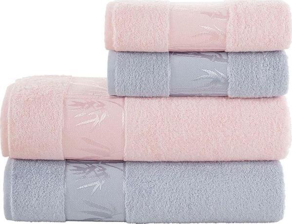 Nurpak Bambu 4'Lü Banyo Havlu Takımı Gri-Pudra - Image 1