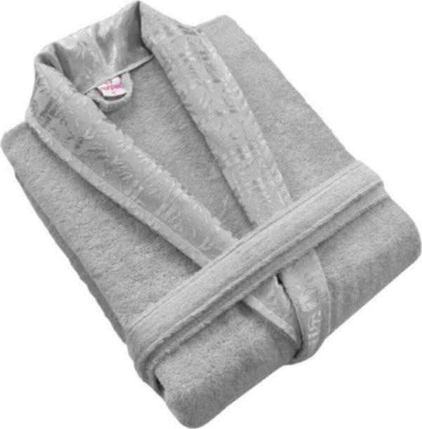 Nurpak Unisex Gri Bamboo Tek Bornoz - Image 1