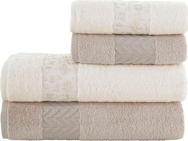 Nurpak Yıldız Bambu 4'Lü Banyo Havlu Takımı Kahve Krem - Image 1