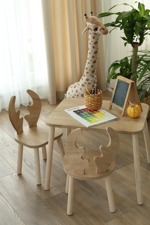 The Deer 1 Masa 2 Sandalye (Geyik Çocuk Montessori Çalışma Masa Sandalyesi) - Image 1