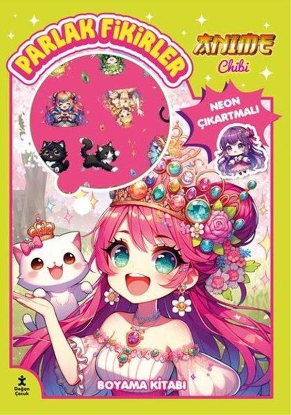Anime Chibi - Parlak Fikirler Neon Çıkartmalı Boyama Kitabı - Doğan Çocuk - Image 1