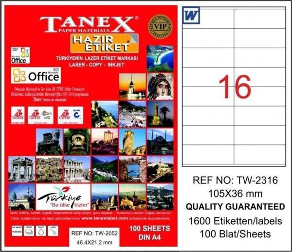 Tanex Tw-2316 Lazer Etiket 105X36 Mm Tw2316Las10100 - Image 1