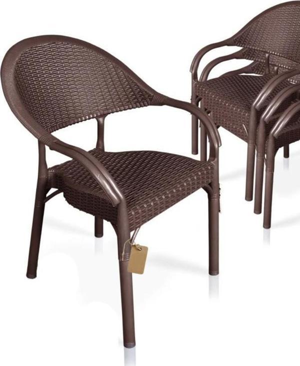 Bambu Rattan Kollu Koltuk 4'lü Kahverengi - Image 1