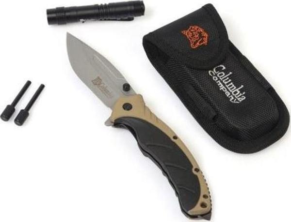 Columbia Paracord El Fenerli Kamp Bıçağı Çakı Seti Kahve - Image 1