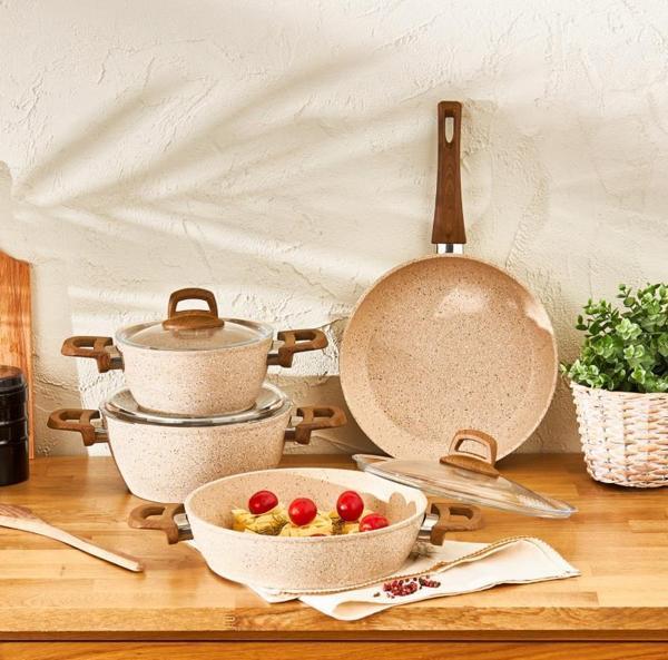 Emsan Royal Natural Bej 7 Parça Tencere Seti - Image 1