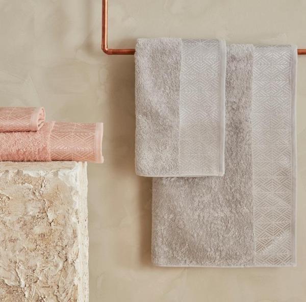 Karaca Hamam Seti %100 Pamuk 4 Parça Lucia Blush/Gri - Image 1