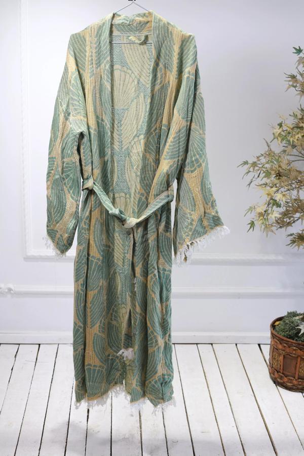 Jakarlı Premium Kalite, %100 Pamuk,Kimono,Kaftan, Kuşaklı Peştemal Bornoz, Plaj Kıyafeti,Sabahlık - Image 1