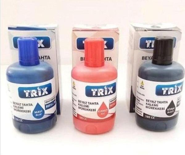 Trix Beyaz Tahta Kalemi Mürekkebi 100 Ml 3 Renk (Kırmızı - Mavi - Siyah) Tx - Image 1