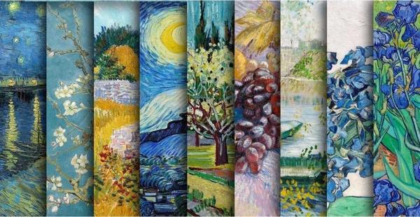 TellGraf Van Gogh Tablo Görünümlü Hediye Paketi Kağıdı (35x50 Cm 9 Adet) - Image 1